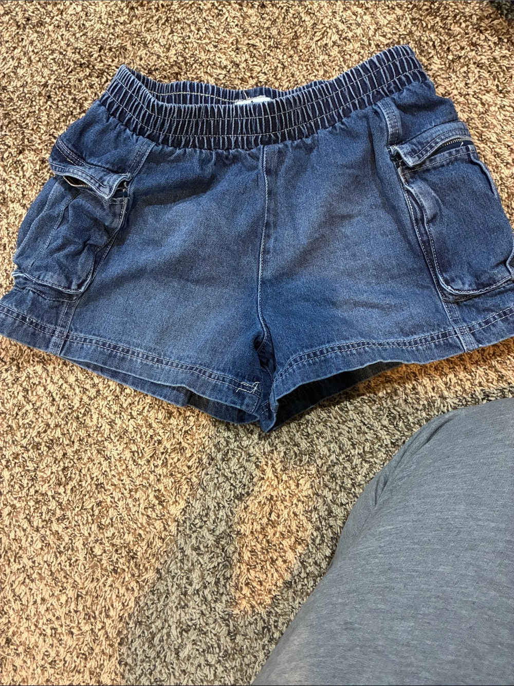 Forever 21 Dark Blue Denim Cargo Shorts